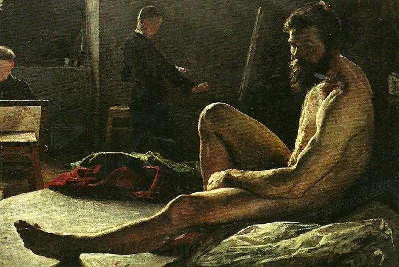 gottfrid kallstenius sittande manlig modell France oil painting art